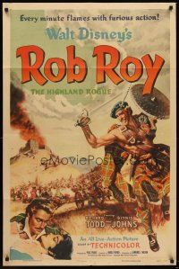 5f760 ROB ROY style A 1sh '54 Disney, art of Richard Todd as The Scottish Highland Rogue!