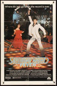 5f780 SATURDAY NIGHT FEVER 1sh '77 best image of disco dancer John Travolta & Karen Lynn Gorney!