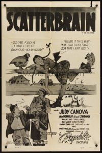 5f785 SCATTERBRAIN 1sh R48 wacky art of Alan Mowbray, Ruth Donnelly & Judy Canova on a fence!