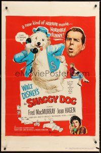 5f801 SHAGGY DOG 1sh '59 Disney, Fred MacMurray in the funniest sheep dog story ever told!