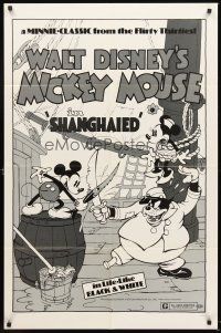 5f804 SHANGHAIED 1sh R74 cool art of Mickey Mouse dueling Pegleg Pete w/swordfish!