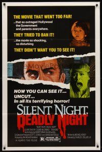 5f811 SILENT NIGHT, DEADLY NIGHT 1sh '84 the movie that went too far, now you can see it uncut!
