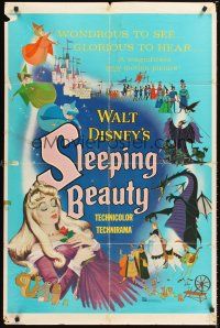 5f821 SLEEPING BEAUTY 1sh '59 Walt Disney cartoon fairy tale fantasy classic!