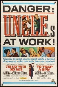5f851 SPY WITH MY FACE/TO TRAP A SPY 1sh '66 Robert Vaughn is The Man from U.N.C.L.E.!