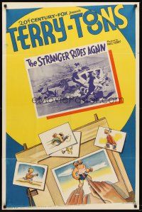 5f863 STRANGER RIDES AGAIN 1sh '38 Paul Terry's Terry-toons, wacky stone litho cartoon art!