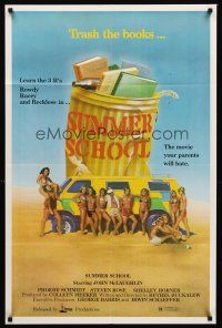 5f867 SUMMER SCHOOL 1sh '77 art of sexy teens on the beach, the movie your parents will hate!