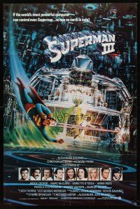 5f152 SUPERMAN III int'l 1sh '83 cool different Berkey art of Christopher Reeve vs. robot!