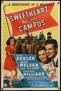 5f874 SWEETHEART OF THE CAMPUS 1sh '41 Ruby Keeler, Ozzie & Harriet, cool big band image!