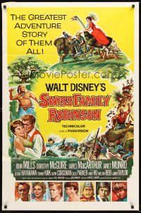 5f875 SWISS FAMILY ROBINSON style A 1sh '60 John Mills, Walt Disney family fantasy classic!