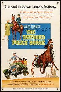 5f886 TATTOOED POLICE HORSE 1sh '64 wacky art of harness horse racing & old car!