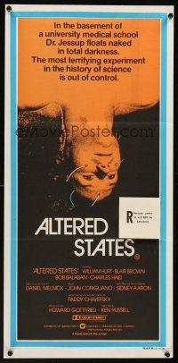 5g390 ALTERED STATES Aust daybill '80 William Hurt, Paddy Chayefsky, Ken Russell, sci-fi horror!