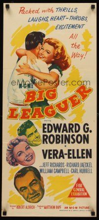 5g411 BIG LEAGUER Aust daybill '53 Edward G. Robinson, Vera-Ellen, Robert Aldrich, baseball!
