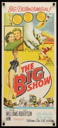 5g412 BIG SHOW Aust daybill '61 stone litho of sexy Esther Williams & Cliff Robertson at circus!
