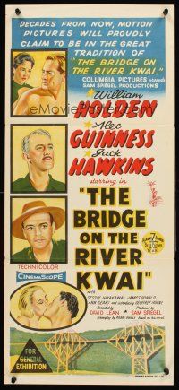 5g426 BRIDGE ON THE RIVER KWAI Aust daybill '58 William Holden, David Lean classic, stone litho!