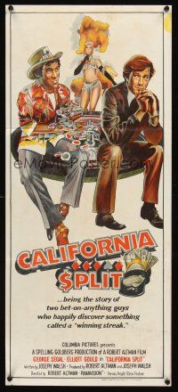5g429 CALIFORNIA SPLIT Aust daybill '74 Robert Altman, poker players George Segal & Elliott Gould!