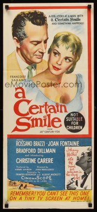 5g436 CERTAIN SMILE Aust daybill '58 Joan Fontaine has love affair w/Rossano Brazzi & 19 year-old!