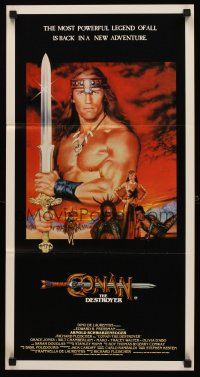 5g445 CONAN THE DESTROYER Aust daybill '84 Arnold Schwarzenegger is the most powerful legend!