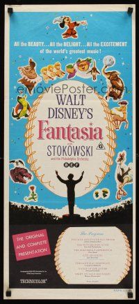5g484 FANTASIA Aust daybill R70s images of Mickey Mouse & others, Disney musical cartoon classic!