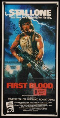 5g488 FIRST BLOOD Aust daybill '82 artwork of Sylvester Stallone as John Rambo by Drew Struzan!