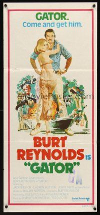 5g497 GATOR Aust daybill '76 art of Burt Reynolds & Hutton by McGinnis, White Lightning sequel!