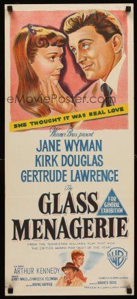 5g500 GLASS MENAGERIE Aust daybill '50 Jane Wyman thinks she loves Kirk Douglas, Tennessee Williams