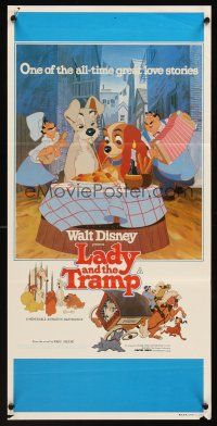 5g550 LADY & THE TRAMP Aust daybill R80 Disney classic dog cartoon, includes best spaghetti scene!