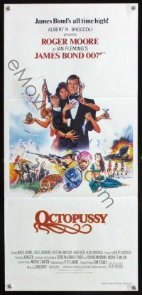 5g576 OCTOPUSSY Aust daybill '83 great art of Roger Moore as James Bond by Daniel Gouzee!