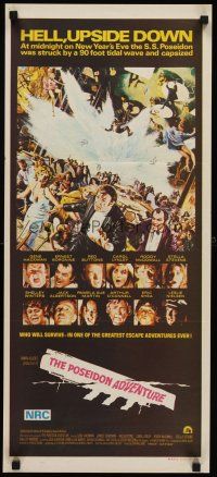 5g585 POSEIDON ADVENTURE Aust daybill '72 Gene Hackman & Stella Stevens escaping by Mort Kunstler!
