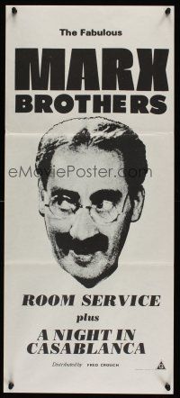 5g602 ROOM SERVICE/NIGHT IN CASABLANCA Aust daybill '70s great headshot image of Groucho Marx!