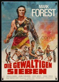 5g181 COLOSSUS OF THE ARENA German '62 cool art of Mark Forest as Maciste w/sword & net!