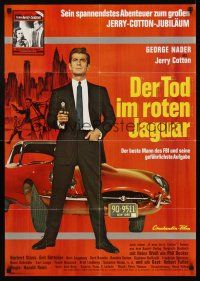 5g198 DEATH IN THE RED JAGUAR German R76 George Nader & great image of the car!