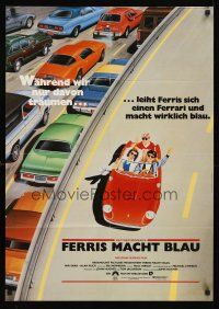 5g221 FERRIS BUELLER'S DAY OFF German '86 different art of Broderick & friends in Ferrari!