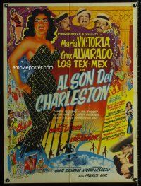 5g025 AL SON DEL CHARLESTON Mexican poster '54 great sexy full-length artwork of Maria Victoria!