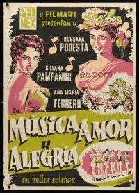 5g036 CANZONI DI TUTTA ITALIA Mexican poster '55 great artwork of sexy Podesta & Pampanini!