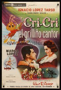 5g040 CRI-CRI EL GRILLITO CANTOR Mexican poster '63 ultra rare Disney cartoon + 3 Little Pigs
