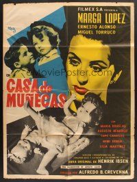 5g045 DOLL'S HOUSE Mexican poster '54 Henrik Ibsen's play, art of Marga Lopez by Josep Renau!