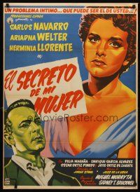 5g059 EL SECRETO DE MI MUJER Mexican poster '55 art of Carlos Navarro & Ariadna Welter!
