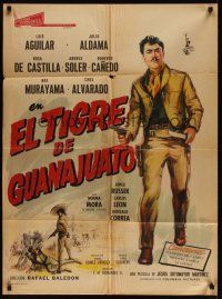 5g061 EL TIGRE DE GUANAJUATO Mexican poster '65 full-length artwork of cowboy Luis Aguilar!