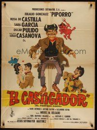 5g068 HEROE A LA FUERZA Mexican poster '64 great cowboy artwork by Ernesto Garcia Cabral!