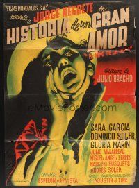 5g069 HISTORIA DE UN GRAN AMOR Mexican poster '42 cool artwork of Jorge Negrete!