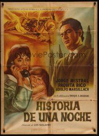 5g070 HISTORIA DE UNA NOCHE Mexican poster '63 Luis Saslavsky's Story of a Night!