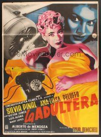 5g073 LA ADULTERA Mexican poster '56 sexy artwork of bad girl adulteress Silvia Pinal by Josep Renau