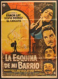 5g078 LA ESQUINA DE MI BARRIO Mexican poster '57 Ramon Gay, Silvia Derbez, cool musical artwork!