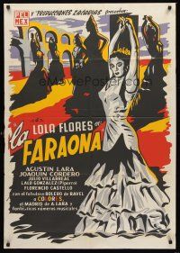 5g080 LA FARAONA Mexican poster R60s Rene Cardona, full-length art of sexy senoritas!