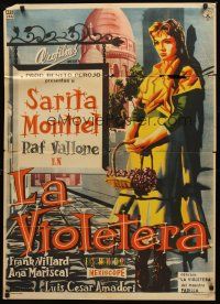 5g094 LA VIOLETERA Mexican poster '58 full-length artwork of pretty Sara Montiel!