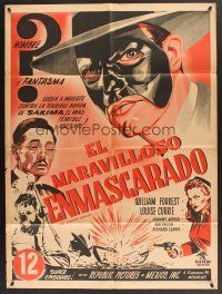 5g104 MASKED MARVEL Mexican poster '43 wonderful different art of masked hero, Republic serial!