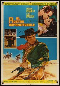 5g110 ONE EYED JACKS Mexican poster '6 art of star & director Marlon Brando with gun & bandolier!
