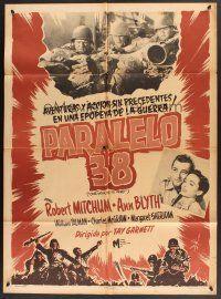 5g111 ONE MINUTE TO ZERO Mexican poster '52 Robert Mitchum, Ann Blyth, Howard Hughes, different!