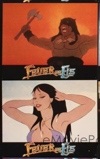 5g870 FIRE & ICE 16 German LCs '83 Ralph Bakshi & Frank Frazetta, cool fantasy cartoon images!