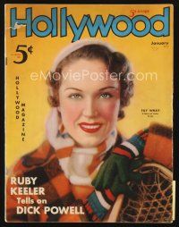 5h092 HOLLYWOOD magazine January 1936 portrait of beautiful Fay Wray by Edwin Bower Hesser!